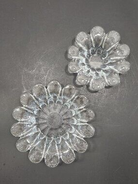MCM 70s Danish Holmegaard by Sidse Werner Crystal Nesting Flower Bowls Set of 2